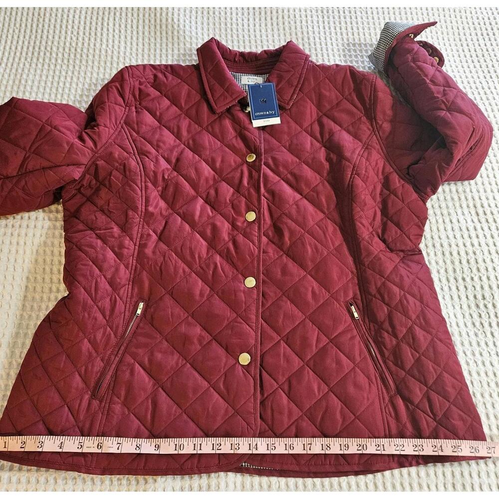 New Crown & Ivy Women's XXL Quilted Barn Jacket Icon Cranberry Crimson NWT - Picture 4 of 12